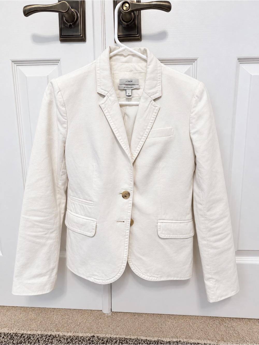 J. Crew Cream Single-Breasted Cotton Blazer